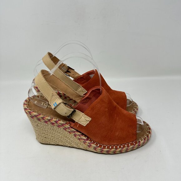 TOMS Women's Monica Slingback Wedge Suede/Leather Sandal - Picture 5 of 16